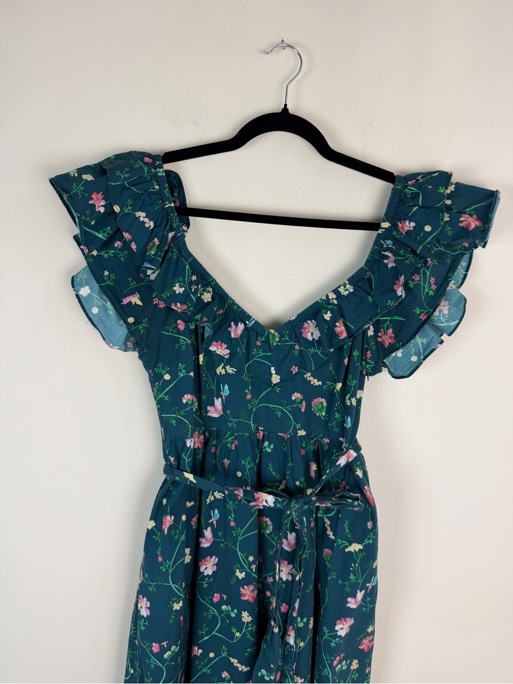 Hill House Ava Nap Dress Cotton Green Floral Ruffle Size XL - Picture 5 of 9